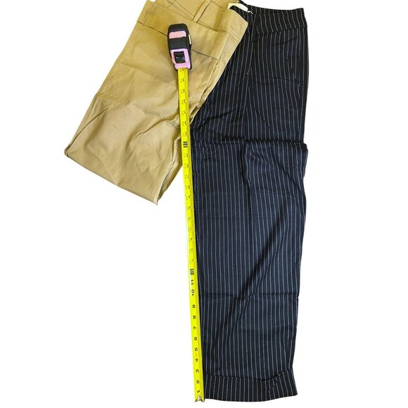 Choosy Two-Tone Womens Pants Khaki & Black Pinstripe Cargo - Picture 5 of 10